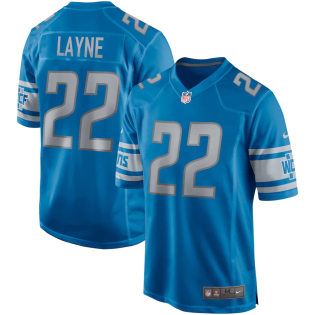 mens nike bobby layne blue detroit lions game retired player jersey